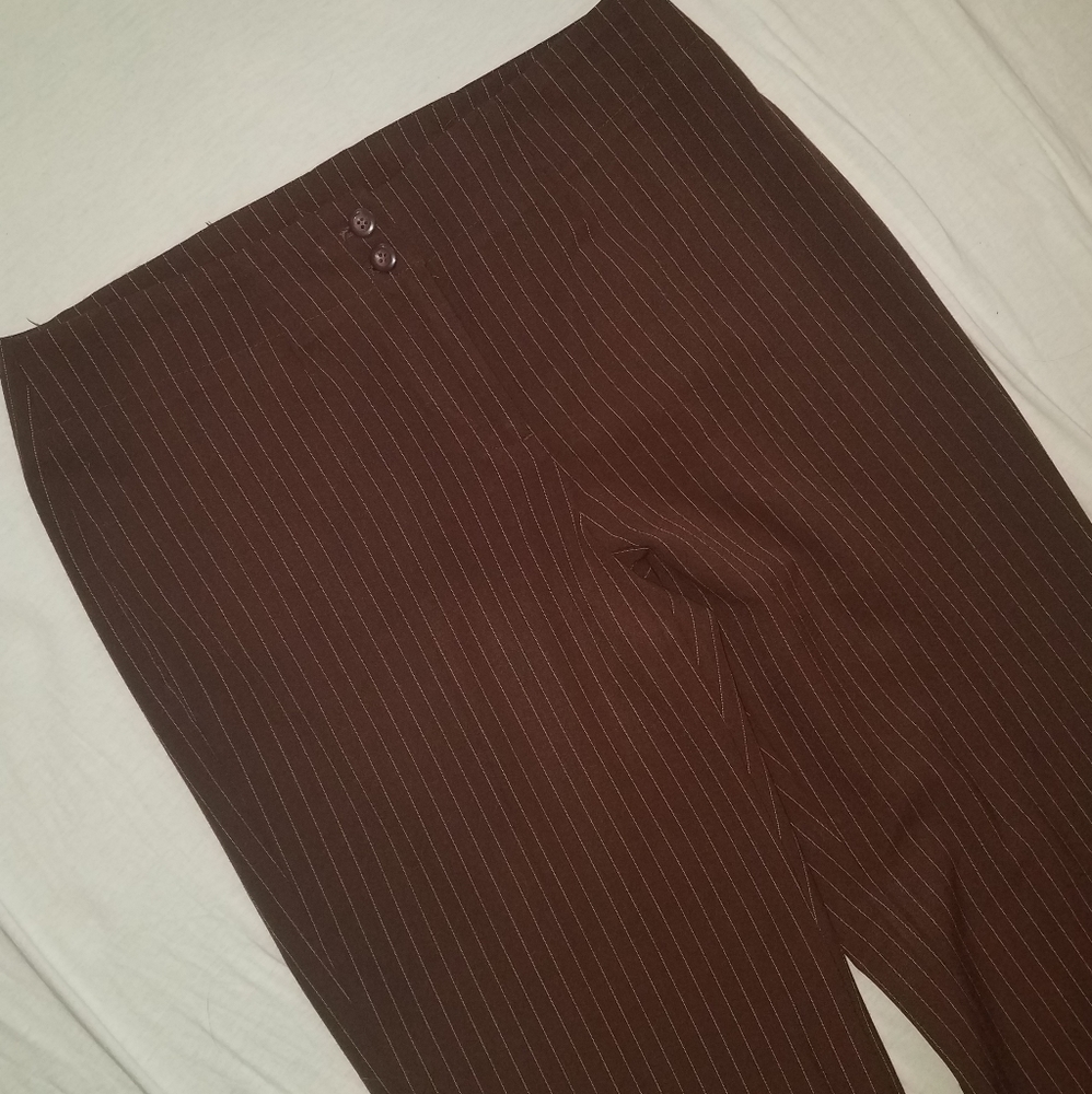 EMMA JAMES Brown Pinstriped Pants, 12P